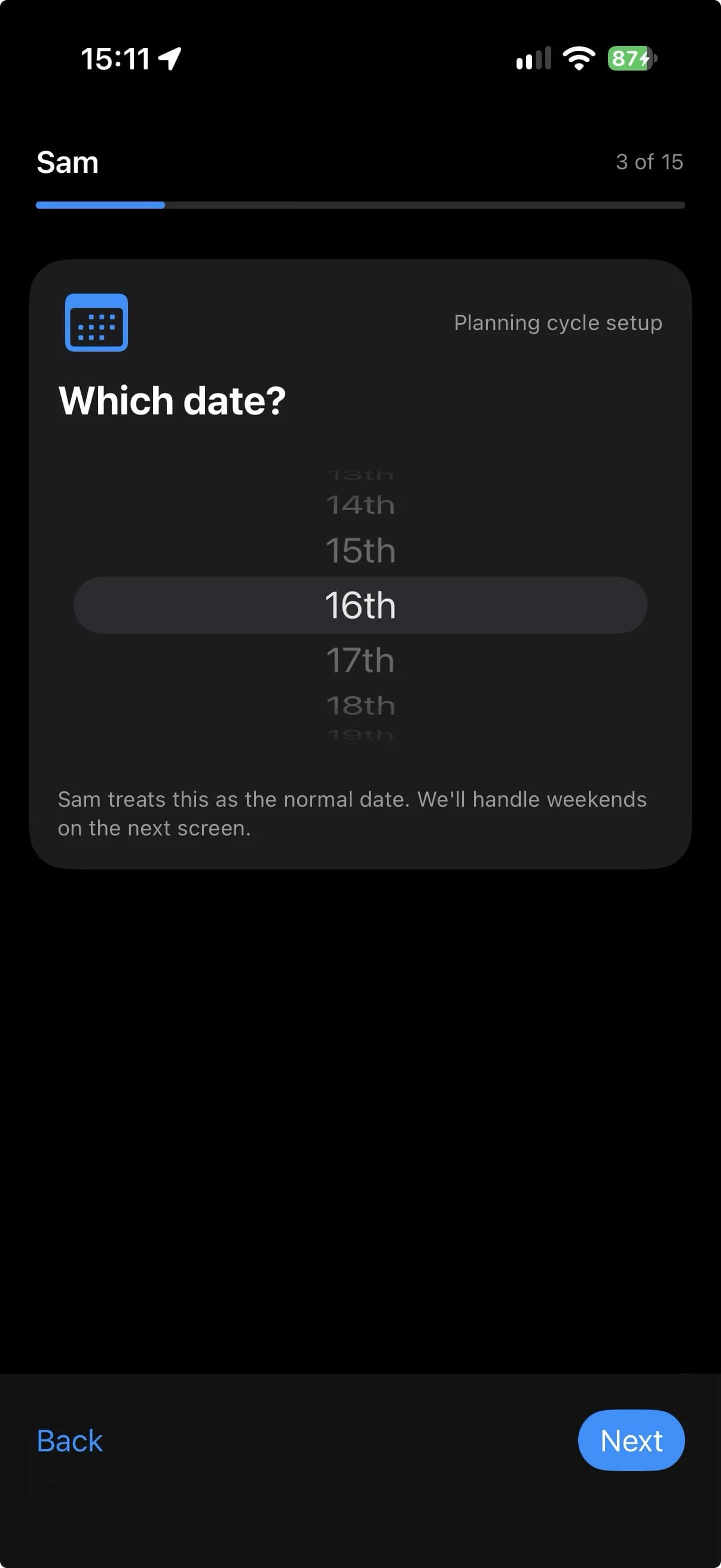 Choosing how Sort All Money handles weekend paydays